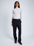 Proenza Schouler Front full length image of model wearing Teddy Pant in Wool Twill Suiting in BLACK without jacket