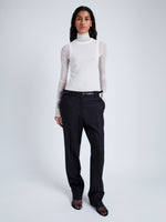 Proenza Schouler Front full length image of model wearing Teddy Pant in Wool Twill Suiting in BLACK without jacket