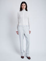 Proenza Schouler Front full length image of model wearing Teddy Pant in Wool Twill Suiting in SMOKE