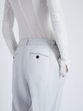 Proenza Schouler Detail image of model wearing Teddy Pant in Wool Twill Suiting in SMOKE