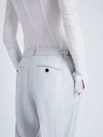 Proenza Schouler Detail image of model wearing Teddy Pant in Wool Twill Suiting in SMOKE