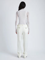 Proenza Schouler Back full length image of model wearing Teddy Pant in Wool Twill Suiting in WAX