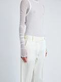 Proenza Schouler Detail image of model wearing Teddy Pant in Wool Twill Suiting in WAX