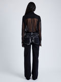 Proenza Schouler Back full length image of model wearing Smithson Top in Organza Knit in BLACK