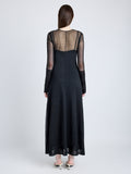 Proenza Schouler Back full length image of model wearing Anneliese Dress in Organza Knit in BLACK