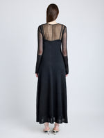 Proenza Schouler Back full length image of model wearing Anneliese Dress in Organza Knit in BLACK