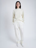 Proenza Schouler Front full length image of model wearing Verona Sweater in Midweight Cashmere Rib in BONE