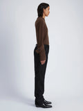 Proenza Schouler Side full length image of model wearing Chase Pant in Technical Mesh Suiting in BLACK