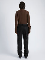 Proenza Schouler Back full length image of model wearing Verona Sweater in Midweight Cashmere Rib in BARK