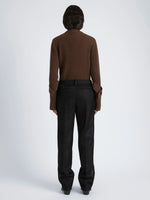 Proenza Schouler Back full length image of model wearing Chase Pant in Technical Mesh Suiting in BLACK