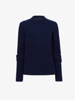 Proenza Schouler Still Life image of Verona Sweater in Midweight Cashmere Rib in NAVY