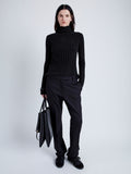 Proenza Schouler front image of model wearing Haven Sweater in Midweight Cashmere Rib in black