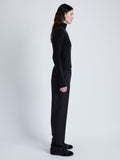 Proenza Schouler side image of model wearing Haven Sweater in Midweight Cashmere Rib in black