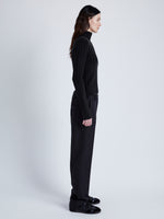 Proenza Schouler side image of model wearing Haven Sweater in Midweight Cashmere Rib in black