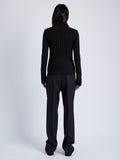 Proenza Schouler back image of model wearing Haven Sweater in Midweight Cashmere Rib in black