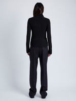 Proenza Schouler back image of model wearing Haven Sweater in Midweight Cashmere Rib in black