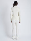 Proenza Schouler Back full length image of model wearing Haven Sweater in Midweight Cashmere Rib in BONE