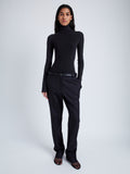 Proenza Schouler Front full length image of model wearing Fox Top In Matte Viscose Rib in BLACK