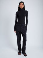 Proenza Schouler Front full length image of model wearing Fox Top In Matte Viscose Rib in BLACK