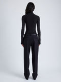 Proenza Schouler Back full length image of model wearing Fox Top In Matte Viscose Rib in BLACK