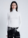 Proenza Schouler Front cropped image of model wearing Fox Top In Matte Viscose Rib in WHITE