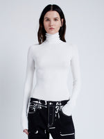 Proenza Schouler Front cropped image of model wearing Fox Top In Matte Viscose Rib in WHITE