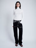 Proenza Schouler Front full length image of model wearing Fox Top In Matte Viscose Rib in WHITE