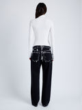 Proenza Schouler Back full length image of model wearing Fox Top In Matte Viscose Rib in WHITE