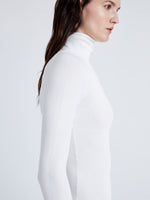 Proenza Schouler Detail image of model wearing Fox Top In Matte Viscose Rib in WHITE