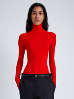 Proenza Schouler Front cropped image of model wearing Fox Top In Matte Viscose Rib in RED