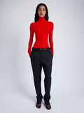 Proenza Schouler Front full length image of model wearing Fox Top In Matte Viscose Rib in RED