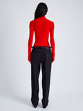 Proenza Schouler Back full length image of model wearing Fox Top In Matte Viscose Rib in RED