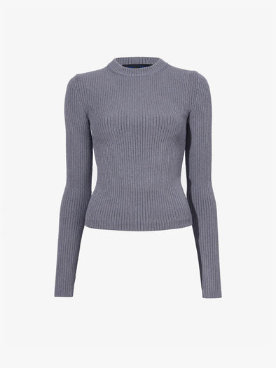 Proenza Schouler Still Life image of Alyssa Sweater in Midweight Viscose Rib Knit in GREY