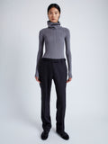 Proenza Schouler Front full length image of model wearing Alyssa Sweater in Midweight Viscose Rib Knit in GREY