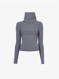 Proenza Schouler Still Life image of Alyssa Sweater in Midweight Viscose Rib Knit in GREY with neck snood