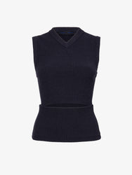 Proenza Schouler Still Life image of Cruz Vest in Midweight Viscose Rib Knit in CHARCOAL