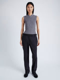 Proenza Schouler Front full length image of model wearing Cruz Vest in Midweight Viscose Rib Knit in GREY