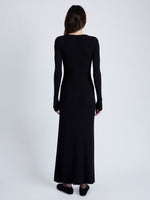 Proenza Schouler Back full length image of model wearing Athena Dress in Silk Viscose in BLACK