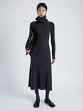 Proenza Schouler Front full length image of model wearing Jocelyn Dress in Midweight Viscose Rib Knit in CHARCOAL