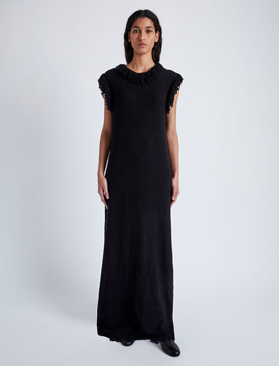 Proenza Schouler Front full length image of model wearing Toni Dress in Textured Knits in BLACK