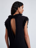 Proenza Schouler Detail image of model wearing Toni Dress in Textured Knits in BLACK