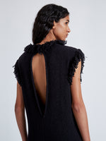 Proenza Schouler Detail image of model wearing Toni Dress in Textured Knits in BLACK