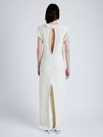 Proenza Schouler Back full length image of model wearing Toni Dress in Textured Knits in IVORY