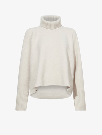 Proenza Schouler flat image of Sandra Turtlneck Sweater in Lofty Eco Cashmere in ECRU