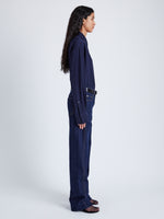 Proenza Schouler Side full image of model wearing Ryman Jean in INDIGO