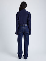 Proenza Schouler Back full image of model wearing Ryman Jean in INDIGO