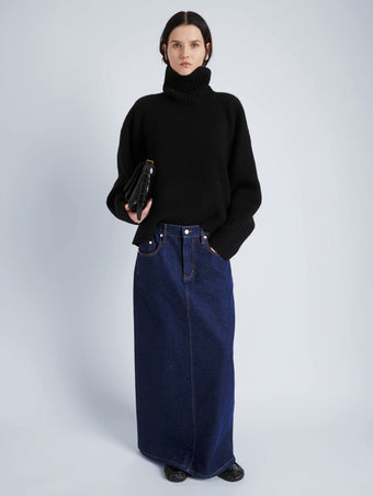 Proenza Schouler front image of model wearing Calder Skirt in INDIGO