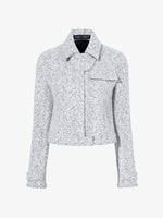 Proenza Schouler Still Life image of Rivers Jacket in Cotton Wool Jacquared in BLACK/OFF WHITE