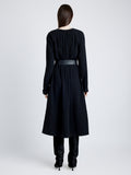 Proenza Schouler Back full length image of model wearing Enya Dress in Lightweight Matte Viscose Crepe with in BLACK