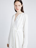 Proenza Schouler Detail image of model wearing Enya Dress in Lightweight Matte Viscose Crepe in WHITE